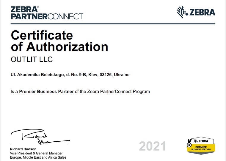 Outlit Zebra Premier Partner 2021